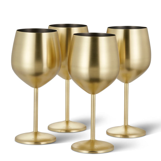 Oak & Steel 4 Matte Gold Wine Glass