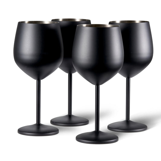 Oak & Steel 4 Matte Black Wine Glass