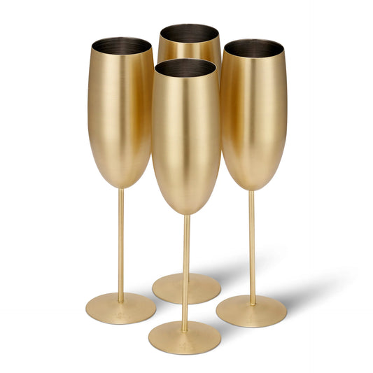 Matte Gold Champagne Flute 4 Pk