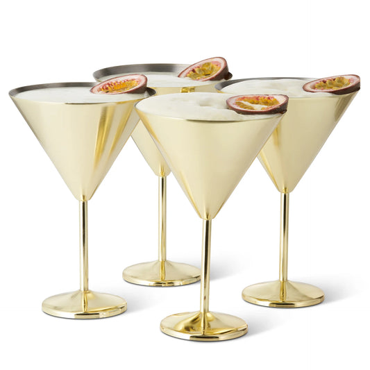 Oak & Steel 4 Matte Gold Martini Glass
