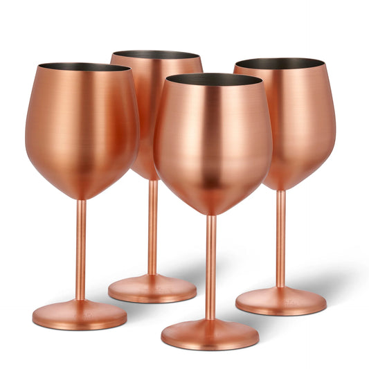 Oak & Steel 4 Matte Rose Gold Wine Glass