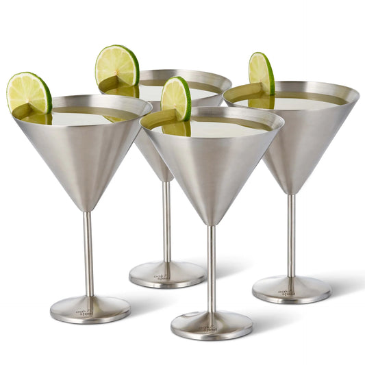 Oak & Steel 4 Matte Silver Martini Glasses