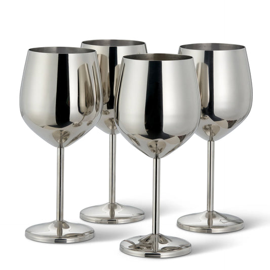 Oak & Steel 4 Silver Wine Glasses